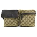 Gucci Brown GG Canvas Web Double Pocket Belt Bag
