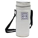 CHANEL Choco Bar Sports Line Shoulder Bag Nylon White CC Auth 70955 - Chanel