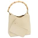 GUCCI Bamboo Shoulder Bag Leather White 001 1553 1880 auth 71519 - Gucci