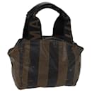 FENDI Pecan Canvas Hand Bag Coated Canvas Brown Black Auth hk1268 - Fendi