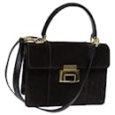 GUCCI Hand Bag Suede 2way Brown Auth bs13661 - Gucci