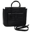 GUCCI Hand Bag Leather 2way Black Auth 71312 - Gucci