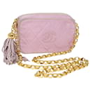 CHANEL Bolso de hombro con cadena Satén Rosa CC Auth 71073UNA - Chanel