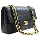 Rabat doublé Chanel Classique 9"Sac à bandoulière en chaîne Agneau noir