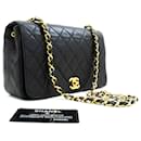 CHANEL Full Flap Chain Umhängetasche Crossbody Black Quilted Lamb - Chanel