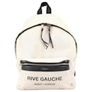 Saint Laurent Canvas Rive Gauche City Backpack White Black