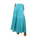 Turquoise wavy maxi tiered skirt - size UK 12 - Autre Marque