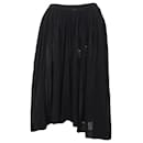 Yohji Yamamoto Knee Length Shirred Skirt in Black Cotton