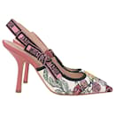 Dior J'Adior Slingback-Pumps mit Blumendruck aus rosa Canvas