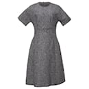 Dolce & Gabbana Jacquard Dress with Belt in Grey Polyester