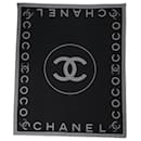 Chanel Travel Set Blanket and Sleeping Eye Mask in Black and Grey Wool