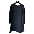 Robe en tricot décontractée noire à boutons Globe CC - Chanel
