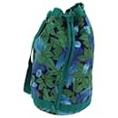 HERMES Bird Pattern Shoulder Bag Canvas Blue Auth ac2916 - Hermès
