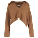 Khaite V-neck Cropped Sweater in Brown Cashmere