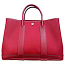Hermès Garden Party 30 TPM Tote Bag in Red Canvas and Leather