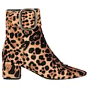 Saint Laurent Buckled Ankle Boots in Animal Print Ponyhair