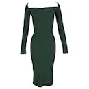 Khaite Beth Ribbed-Knit Midi Dress in Green Viscose
