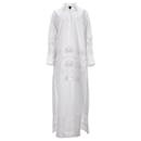 Nili Lotan Louanne Broderie Anglaise-Trimmed Maxi Shirt Dress in White Cotton