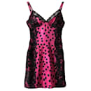 Silk Pink and Black Polka Dot and Lace Bodycon Dress - Dolce & Gabbana