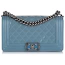 Chanel Blue Medium Patent Boy Bag