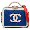 Chanel Blue Small Tricolor Caviar CC Filigree Vanity Case