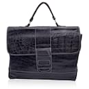 Vintage Black Embossed Leather Satchel Bag - Gianfranco Ferré