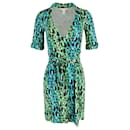 Diane Von Furstenberg Printed Wrap Dress in Green Silk
