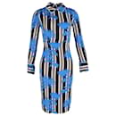 Diane Von Furstenberg Printed Long-Sleeve Dress in Blue Silk