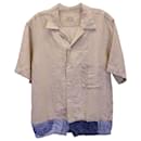 Kapital Kountry Two-Tone Button-Up Shirt in Beige Linen - Autre Marque