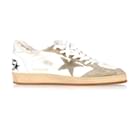Golden Goose Ball Star Shearling-Lined Sneakers in Cream Leather