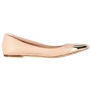 Christian Dior Gold Tip Ballet Flats in Nude Leather