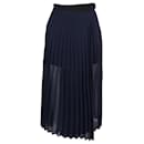 Sandro Pleated Skirt in Navy Blue Polyester