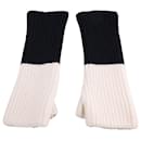 Bottega Veneta Knitted Fingerless Gloves in Black and White Wool