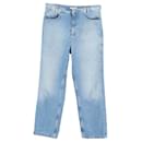 Sandro Logo-Embroidered Straight-Leg Jeans in Light Blue Cotton