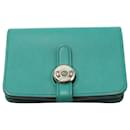 Hermès Dogon Card Holder in Turquoise Leather