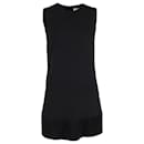 Saint Laurent – Ärmelloses Kleid mit plissiertem Saum aus schwarzer Wolle
