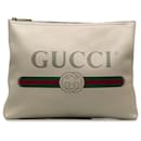 Gucci White Gucci Logo Clutch Bag