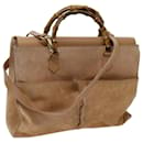 GUCCI Bamboo Hand Bag Suede 2way Beige Auth ep4005 - Gucci