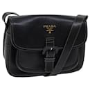 PRADA Safiano leather Shoulder Bag Black Auth 71061 - Prada
