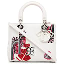 Dior White Medium calf leather Sequin Embellished Lady Dior
