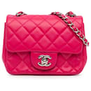 Chanel Pink Mini Square Klassische Lammleder Einzelklappe