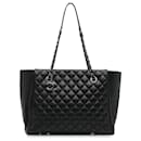 Chanel Black CC Charm Quilted Lambskin Leather Tote