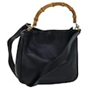 GUCCI Bamboo Shoulder Bag Leather 2way Black Auth 70623 - Gucci