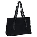 PRADA Chain Hand Bag Nylon Black Auth yk11922 - Prada