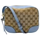 Gucci Mini Bree GG Crossbody Bag with Light Blue Leather