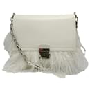 Michael Kors Collection Optic White Leather Mia Trapeze Flap Shoulder Bag