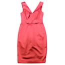 Versace Red Sleeveless V-Neck Satin Dress