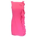 Vivienne Tam Hot Pink Bow Detail Ruffled Sleeveless Silk Crepe Dress - Autre Marque