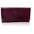 Vintage Burgundy Leather Long Wallet Coin Purse - Cartier