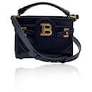 Black Leather B Buzz 22 Satchel Handbag with Strap - Balmain